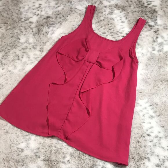 Everly Hot Pink Back Bow Tank Top Size Small - Picture 1 of 8